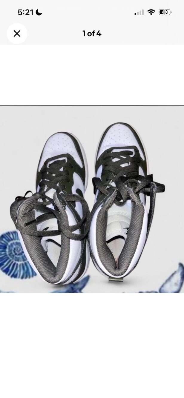 Nike Dunk Low Unisex woman's Sneakers White/Green Leather Lace-Up Low Top 7